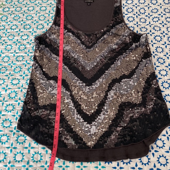 ⚡️Last days! Express Womens Black Sequin Tank Top Size M - Picture 7 of 8